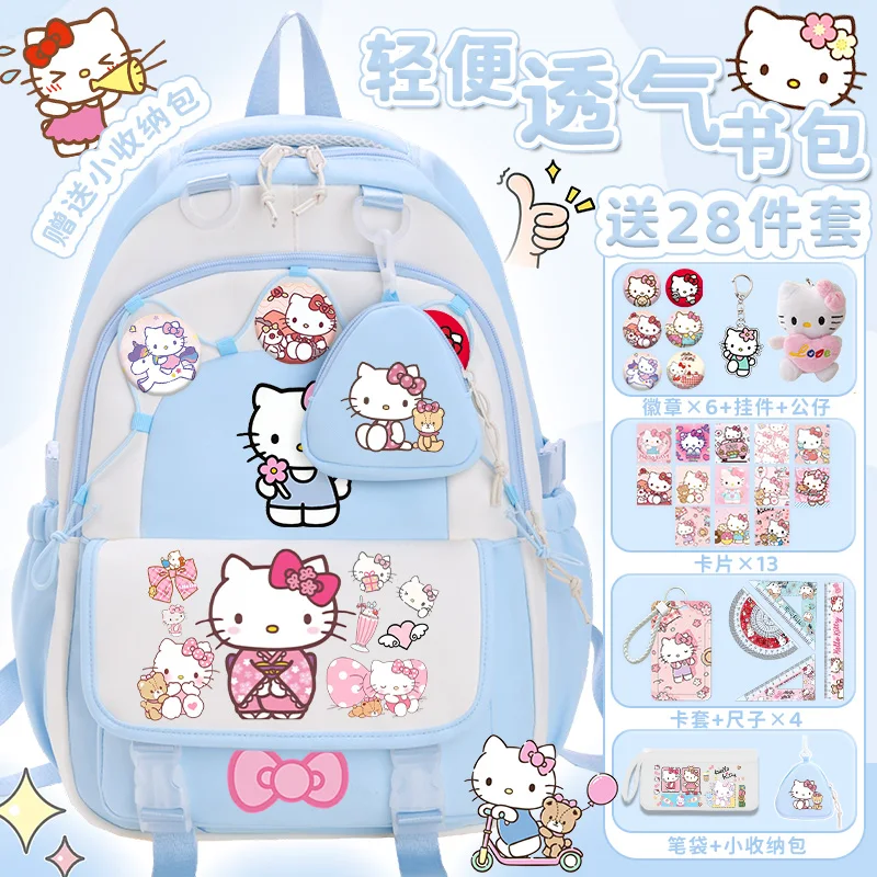 Hello Kitty Girls Backpack 2025 New Disney Cartoon Cute Dual-Shoulder Bag Large Capacity Teenage School Backpack