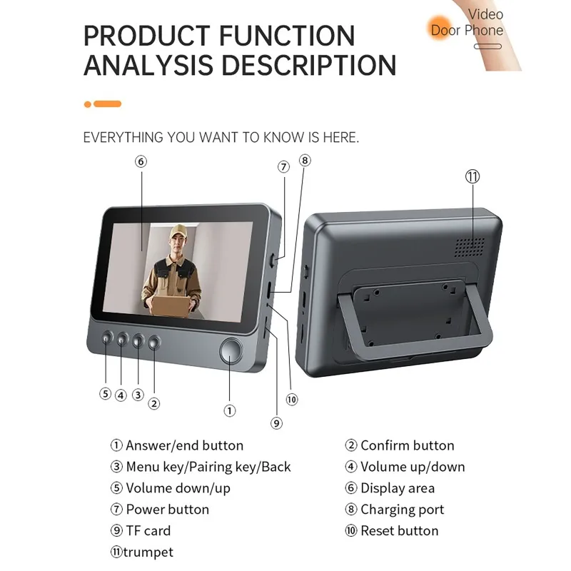 Videocitofono wireless 2.4G campanello bidirezionale audio video campanello telecamera visione notturna campanello per porta sistema citofonico per villa