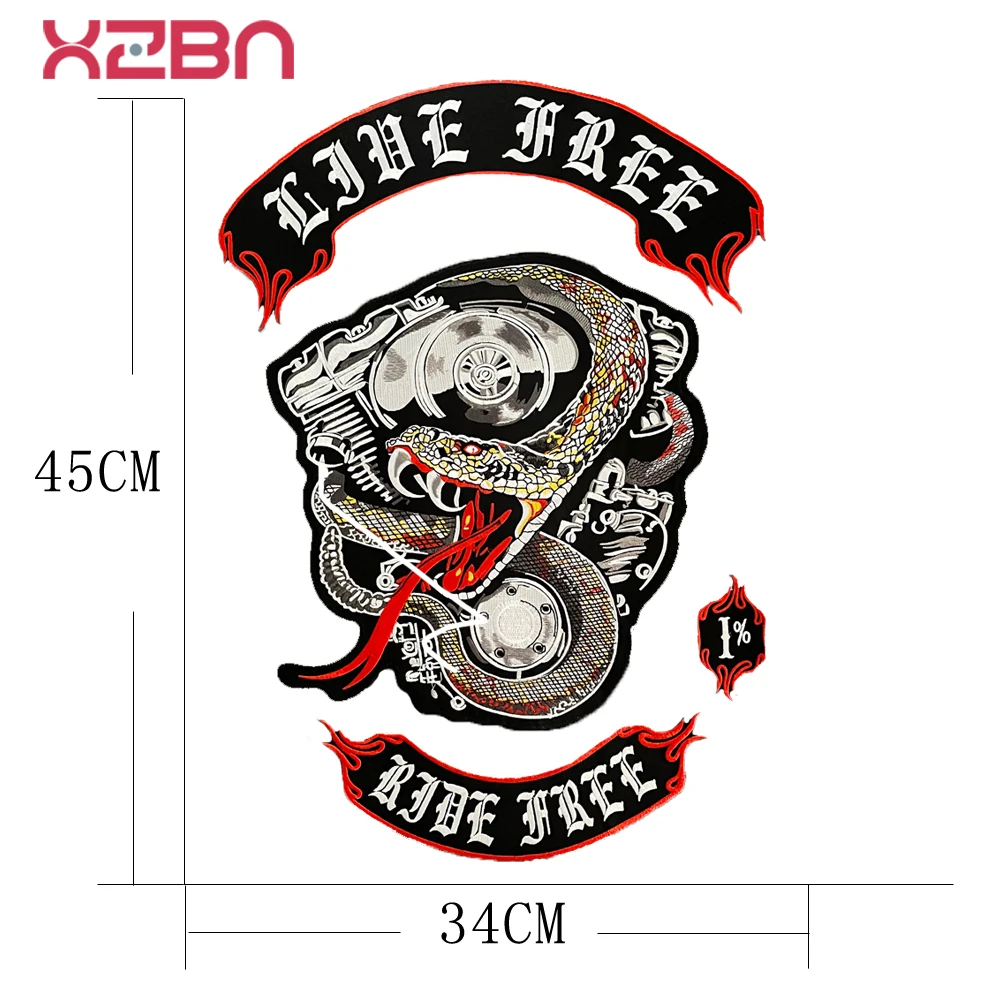 Python Suit Large Embroidery Patch Motorcycle Knight Leather Jacket Back Decoration Accessories Personalized Badge Hand Sewing