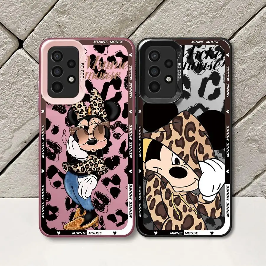 Disney Leopard Mickey Minnie Phone Case for Galaxy A15 A52 A72 4G 5G A25 A52s A53 A54 A55 A73 5G A51 4G bag