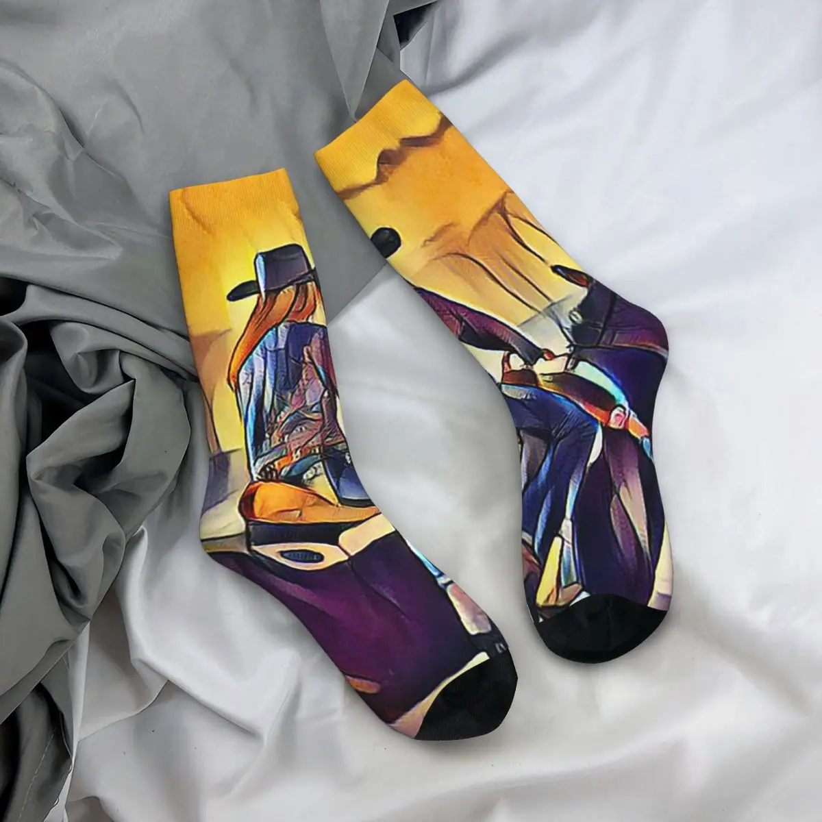 

Носки на все сезоны с принтом в стиле Дикого Запада и ковбойских мотивах, модные длинные носки для мужчин и женщин, подарки на День святого Валентина