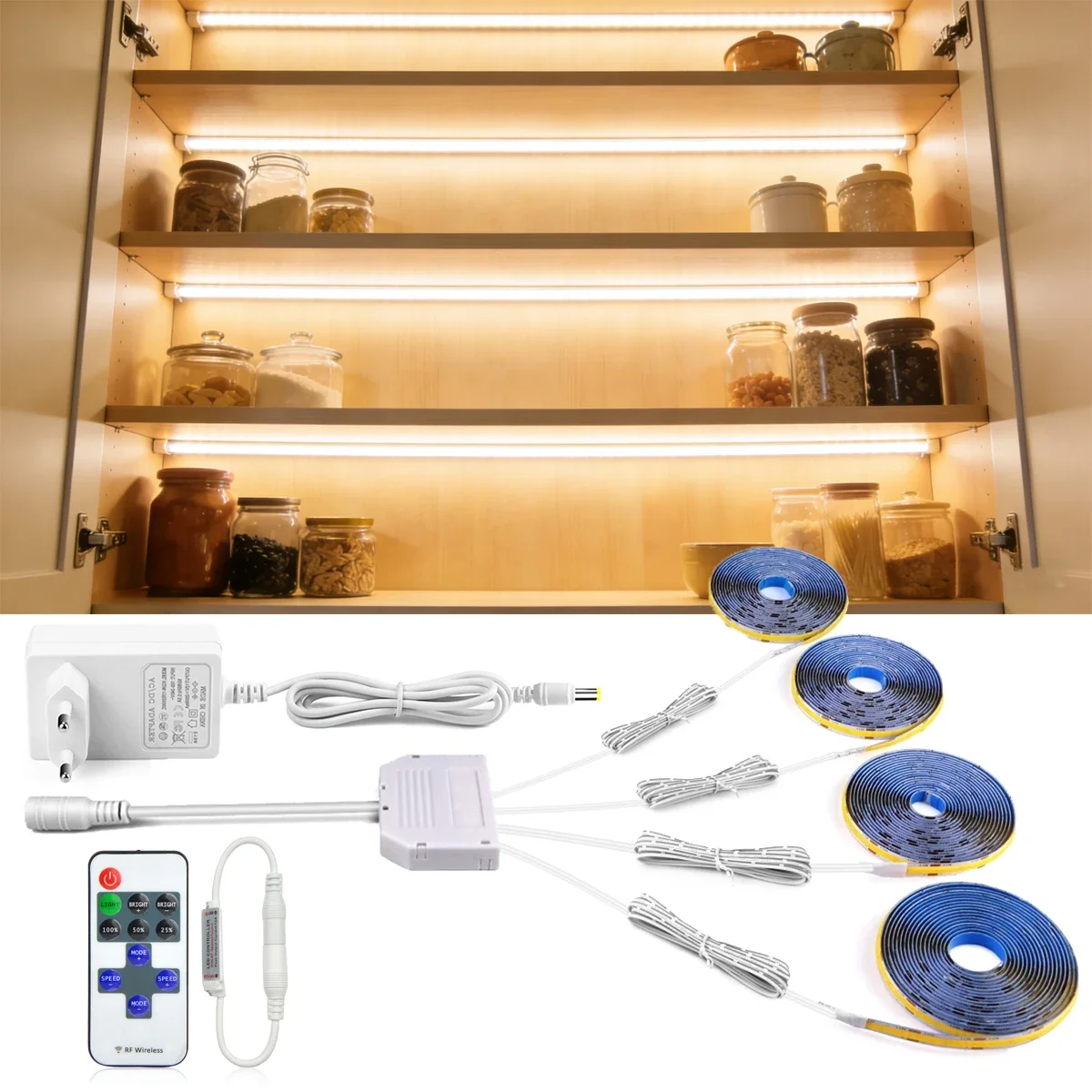 4/5/6Pcs COB Cabinet Light Brightness Adjustable 12V LED Strip Light For Anime Character Collection Show Cabinets Wall Decor