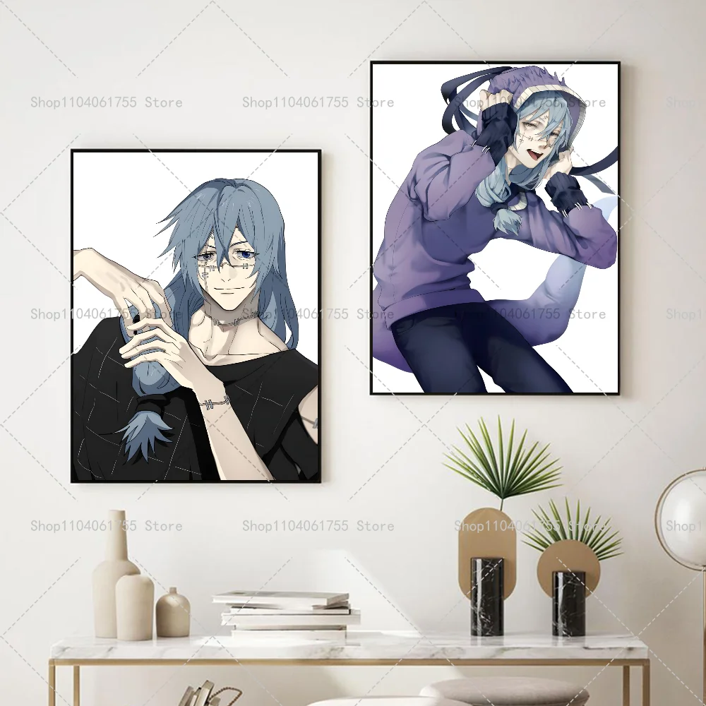 1PC Anime Jujutsu Kaisen Mahito Poster Self-adhesive Art Waterproof Paper Sticker Coffee House Bar Room Wall Decor