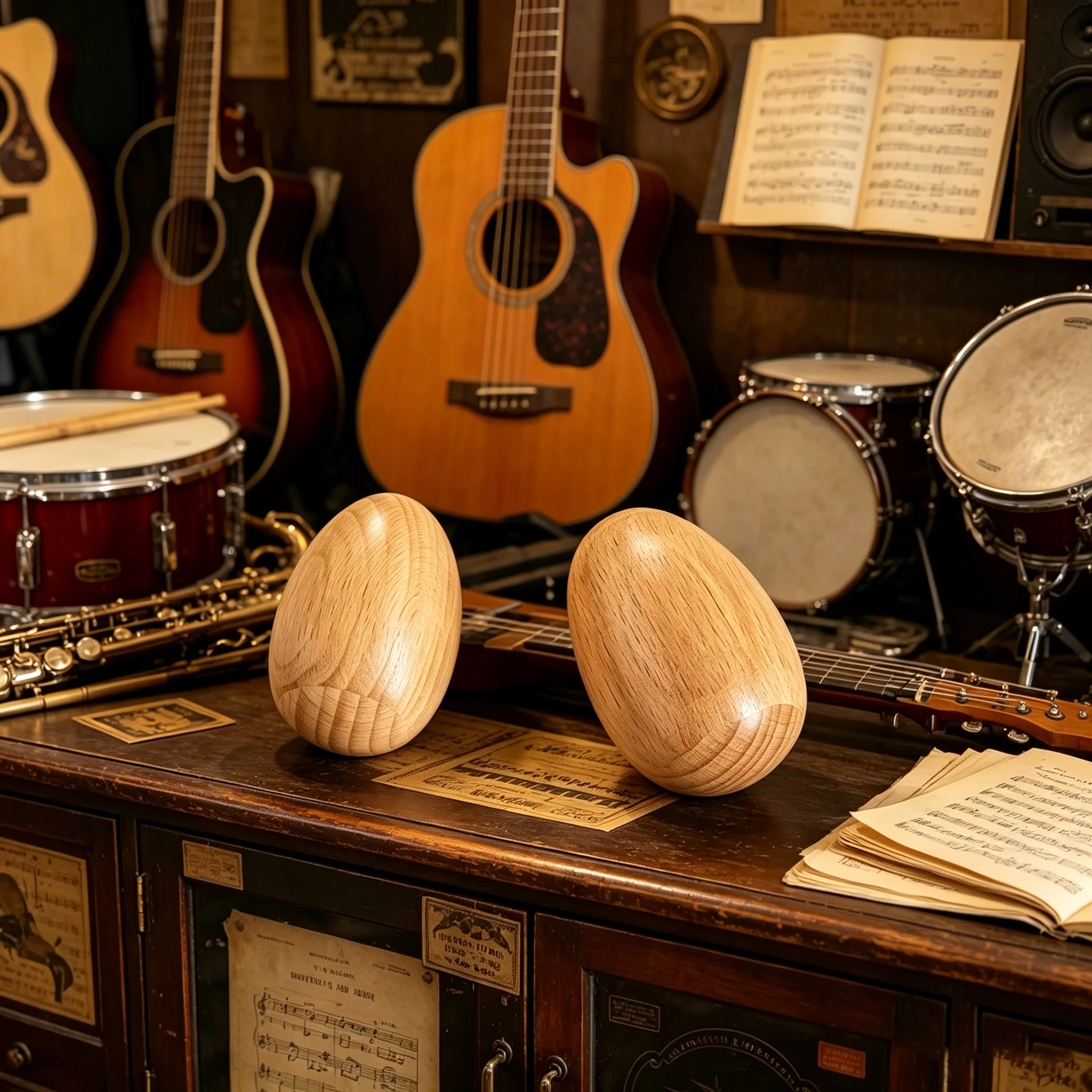 Maraca de madera lisa sin pintar con forma de huevo para estimulación auditiva infantil, acompañamiento de guitarra, instrumento de sonido ASMR y decoración