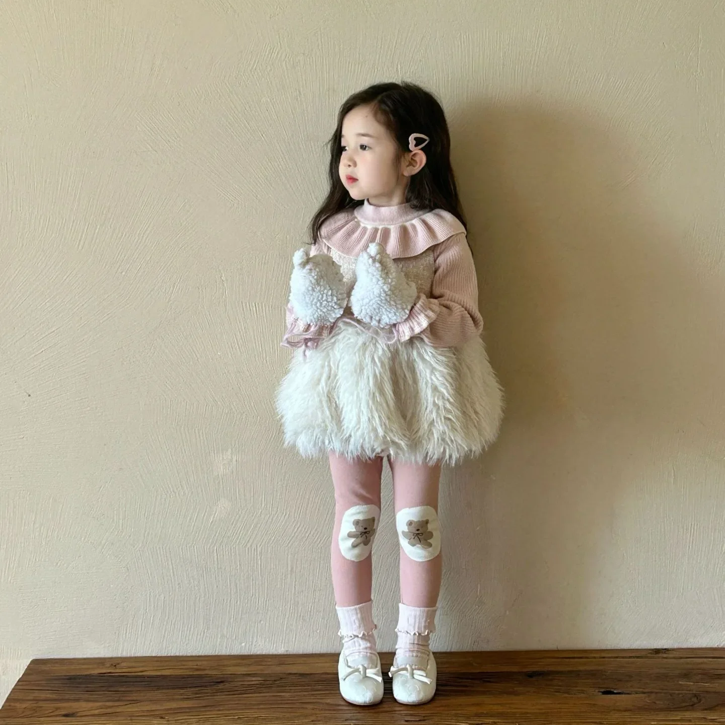 2024 Winter New Children's Clothing Korean Edition Children's Clothing Girls' Fashion Hairy Bottom Vest Skirt Winter Vest