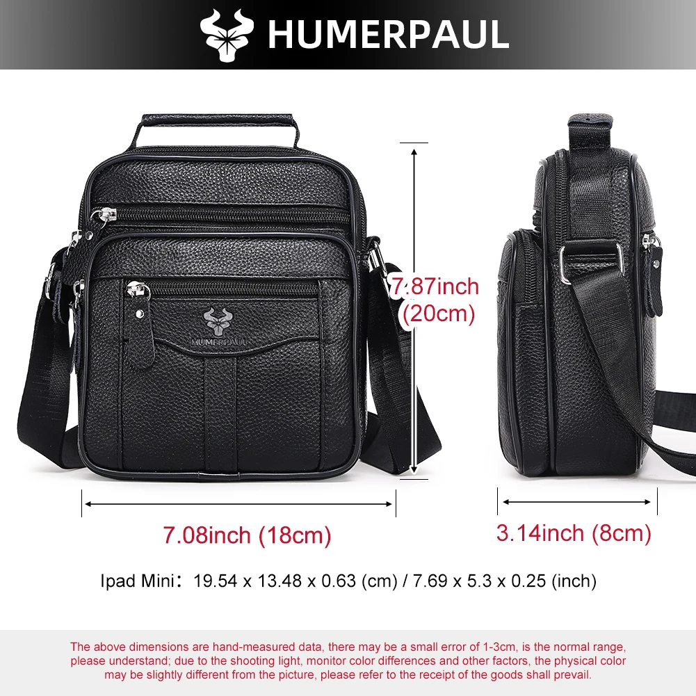 HUMERPAUL Retro Rindsleder Umhängetasche männer Casual Schulter Taschen Kleine Luxus Marke Fashion Outdoor Sling Pack Qualität