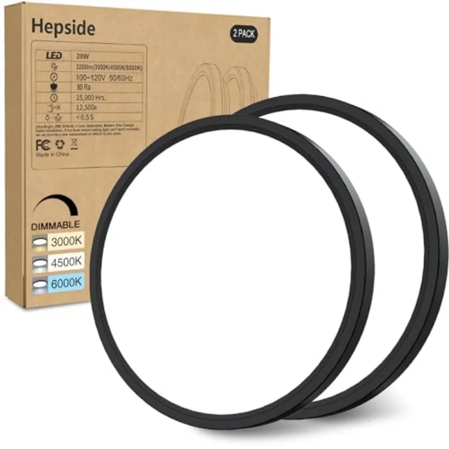 

Комплект из 2-х светодиодных потолочных светильников 12 дюймов, 28 Вт, с регулировкой яркости и возможностью выбора 3 цветов (3000K-4500K-6000K), 3200 лм