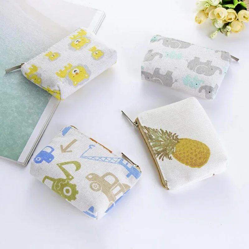 

Маленький кошелек из свежей ткани для монет, проводная гарнитура для хранения ключей, сумки на молнии, мини-кошелек, держатель для карт, чехол