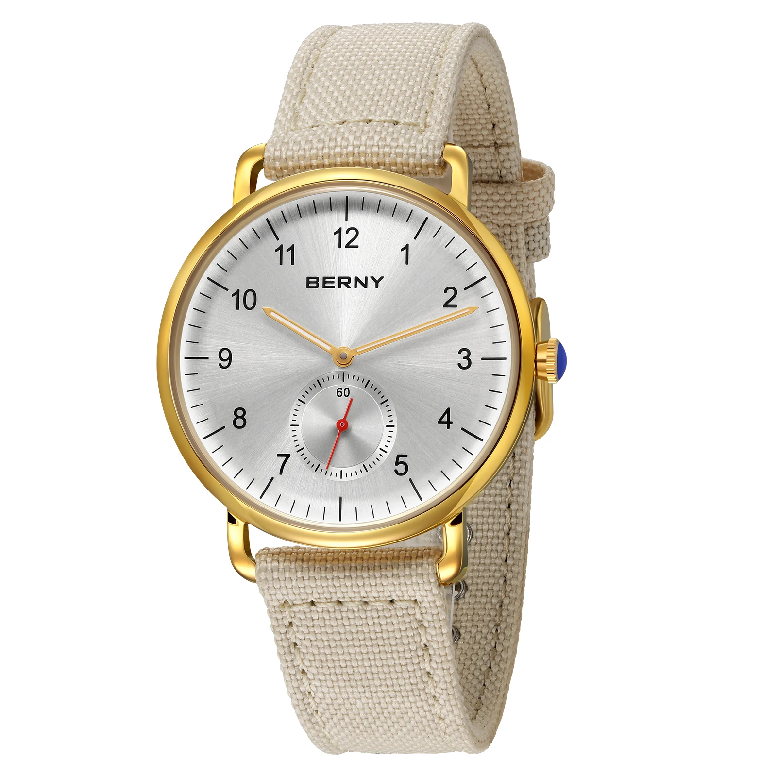 

BERNY Gold Men Watches Ultra-thin Modernist style Classic Elegant Quartz Wristwatch Simple Casual Easy Read Men's Watch