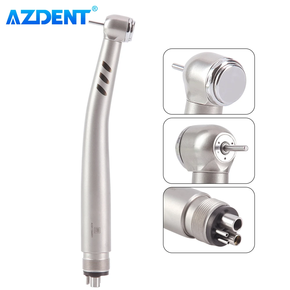 AZDENT Dental High Speed Handpiece Ceramic Bearing Torque Head Push Button Triple Water Spray 2/4 Holes Dentistry Tools