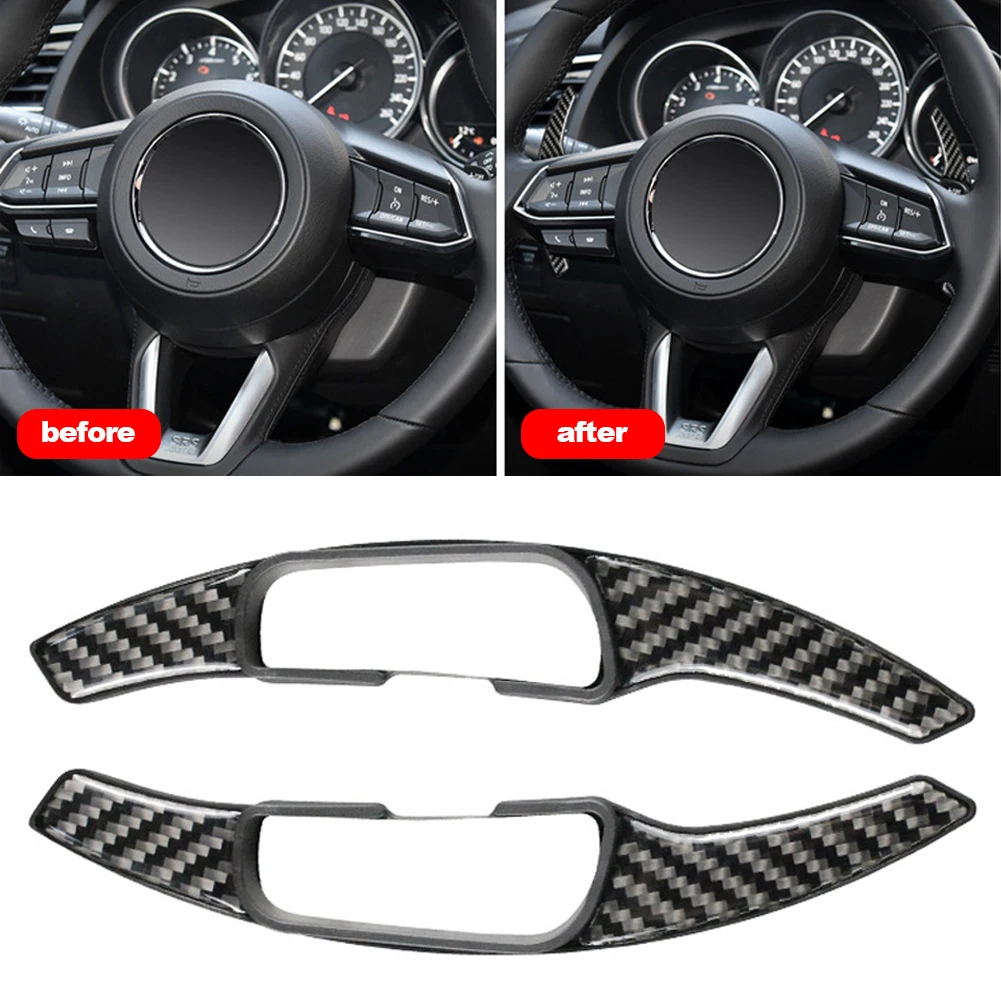 For Mazda 3 Axela 6 Atenza CX-5 CX-4 Carbon Fiber Steering Wheel Shift Paddle Extension Shifter Covers Car Accessories