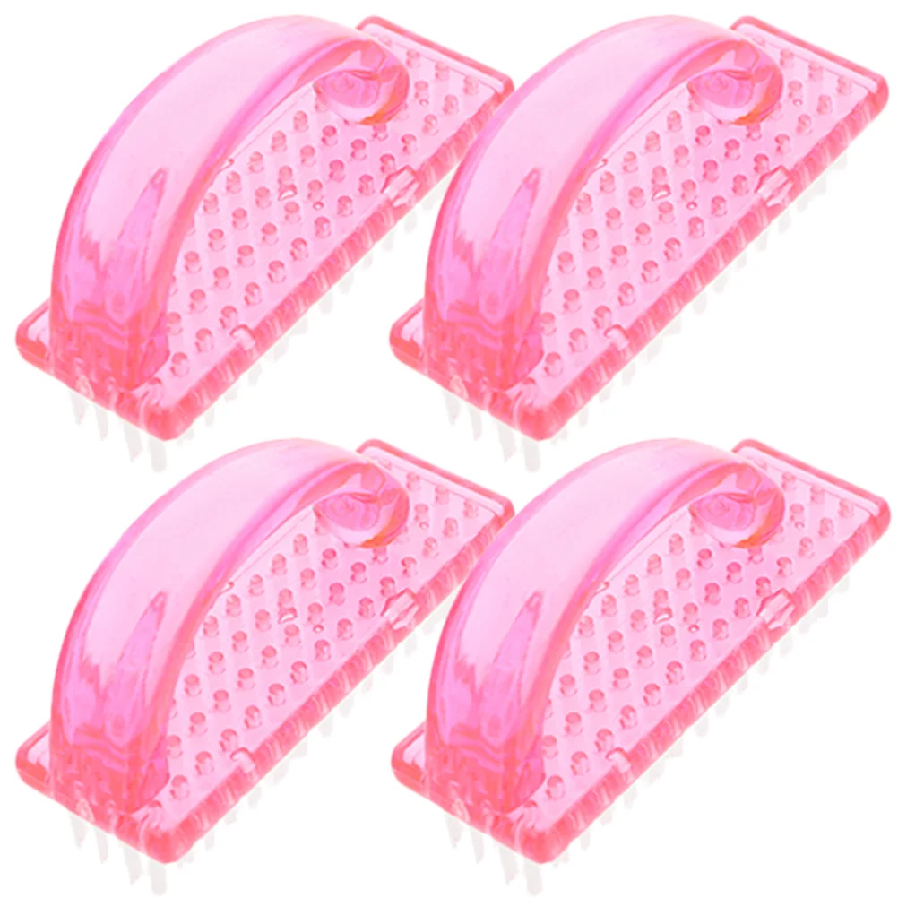 4 Pcs Finger Nail Brush Cleaner Fingernail Scrub Cleaning Stiff Bristles Toenail Tools Scrubber Manicure with Handle