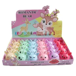 Wholesale 24pcs Sika Deer Kawaii Lip Balm Set Natural Plant Moisturizing Smoth Lip Balm Lips Care Girl Women Gifts