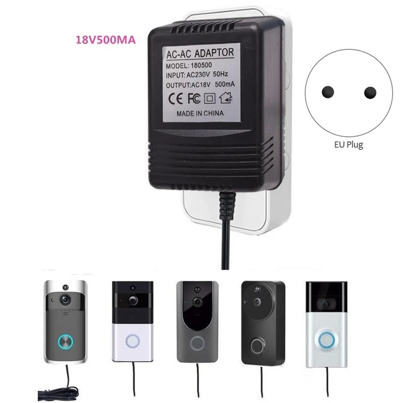 Adaptador de alimentação CA 18V Carregador transformador para wi-fi Smart Video Campainha Câmera Vídeo Porteiro Campainha da porta