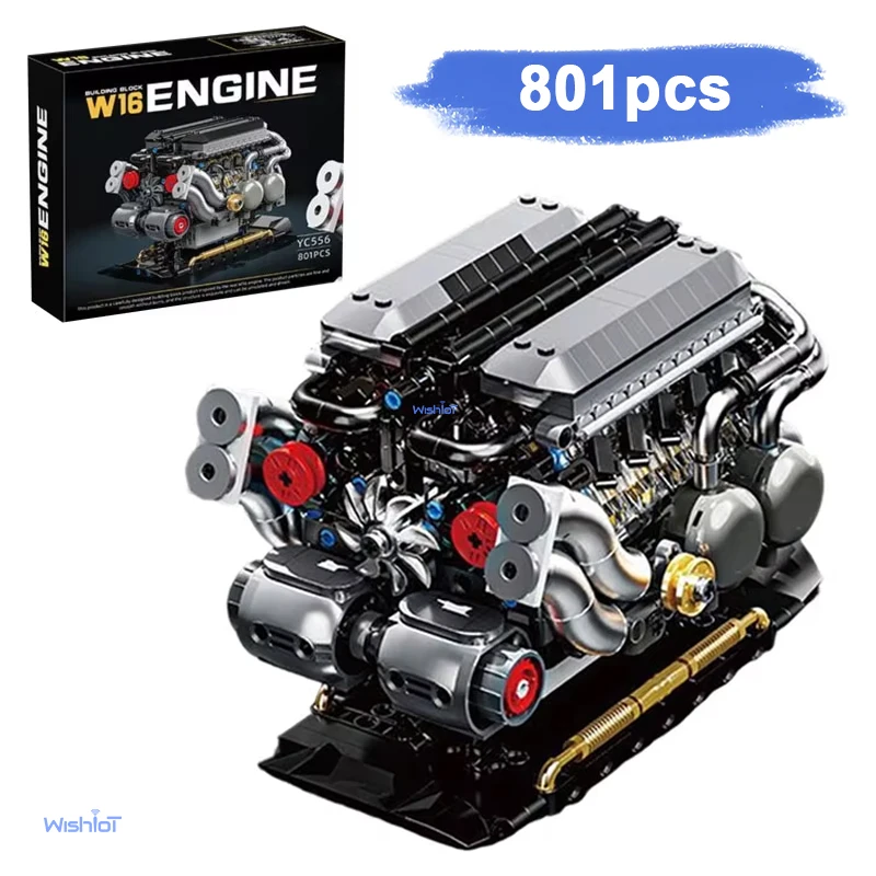 

W16 Mechanical Engine Model 801pcs Building Set with Moving Pistons Educational Engineering Toy Kit for Adults