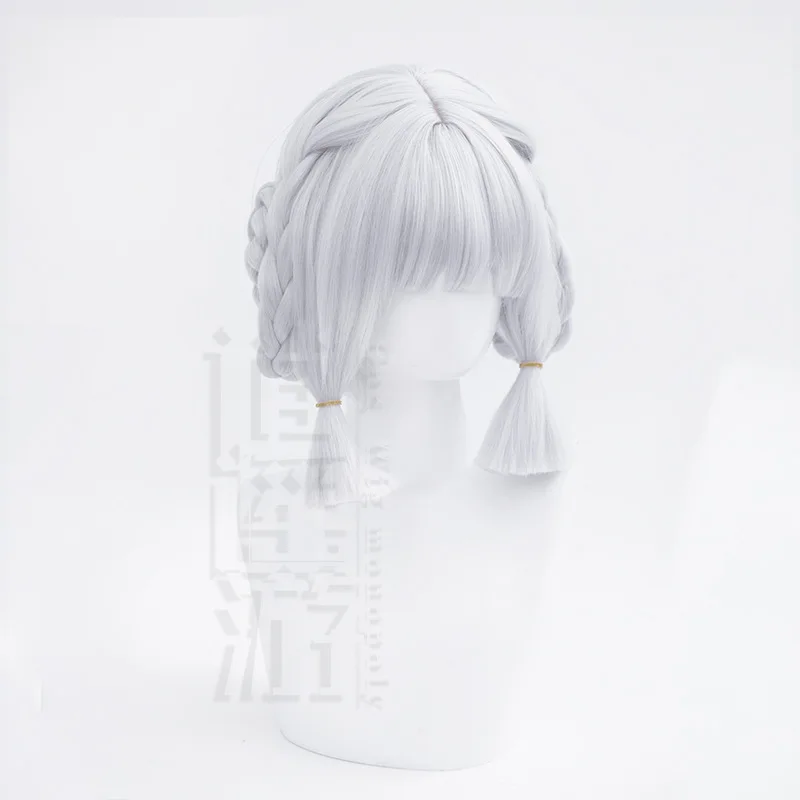 Genshin Impact Kamisato Ayaka Flower Letter Cosplay Wig Simulation Scalp Braided Pigtails Halloween Gift