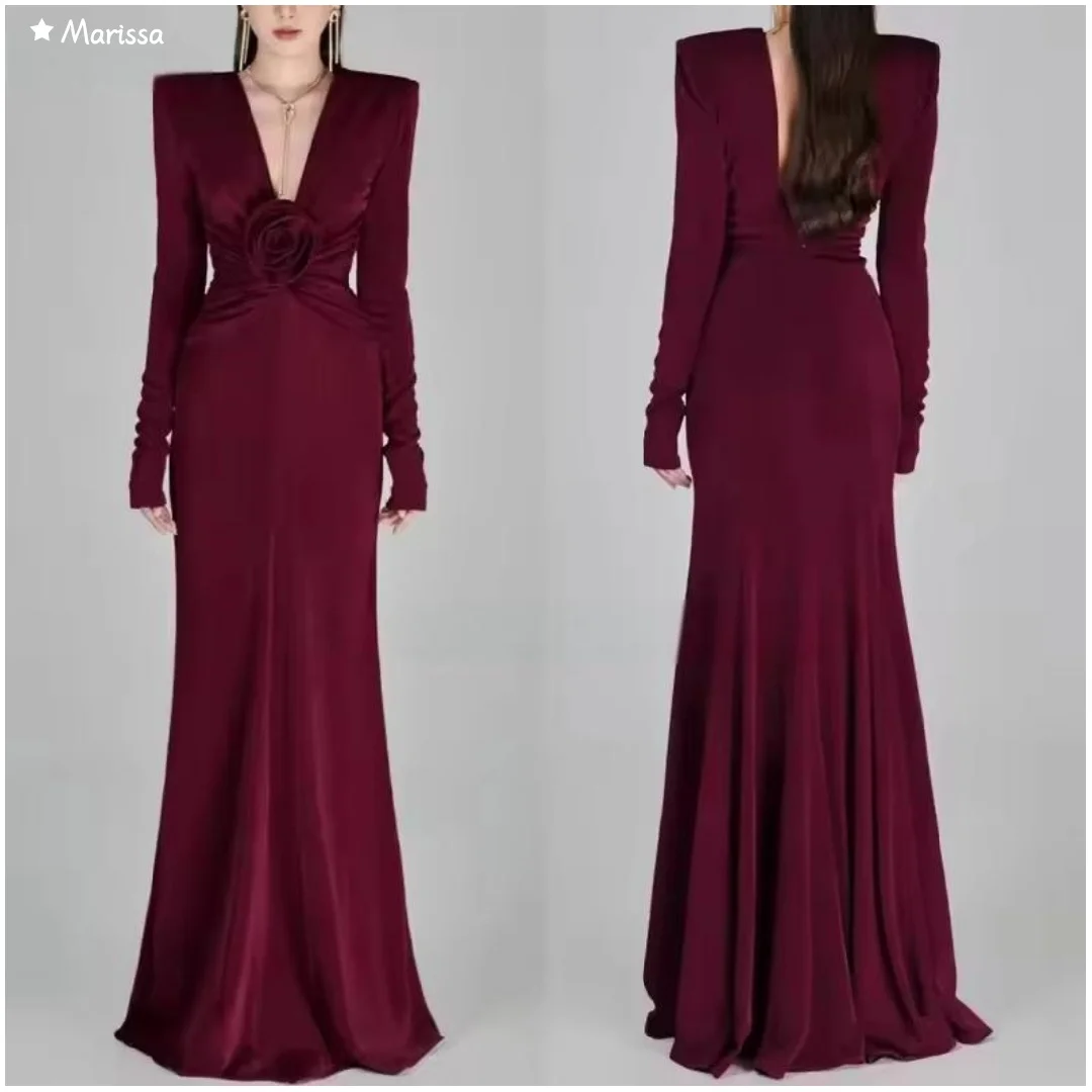 

Marissa Gala Dress Fish Tail Evening Dresses Woman Elegant Dresses for Special Event V-neck Custom Made Satin Cloth Ball Gowns