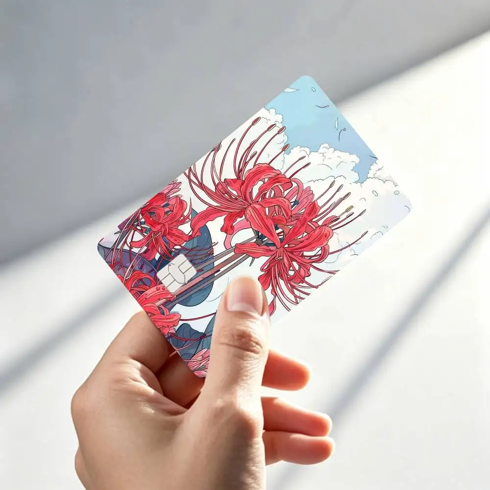 Red Spider Lily Credit Card HD Stickers Small Chip Waterproof Sticker Game Card Decal Gift