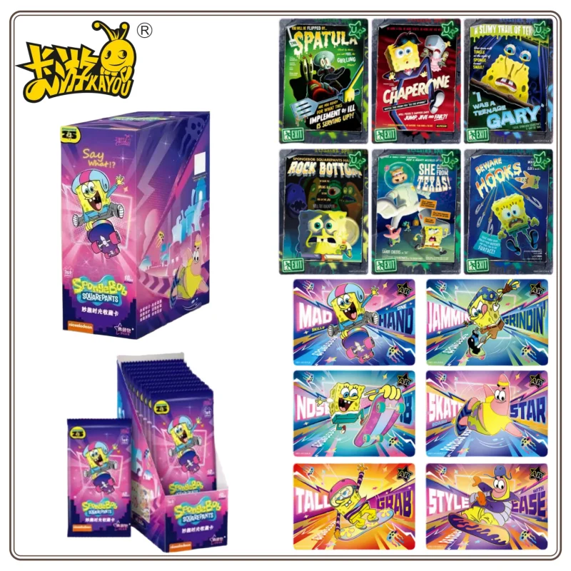 New Original KAYOU SpongeBob SquarePants Card Fun Time Collectible Cards Complete Box Genuine Peripheral Collection Cards
