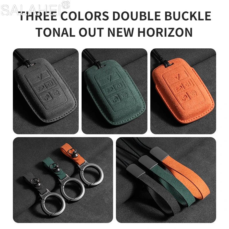 Suede Car Remote Key Case Cover Protector Shell For Land Rover Range Rover Sport Evoque Freelander Velar Discovery 4 Accessories