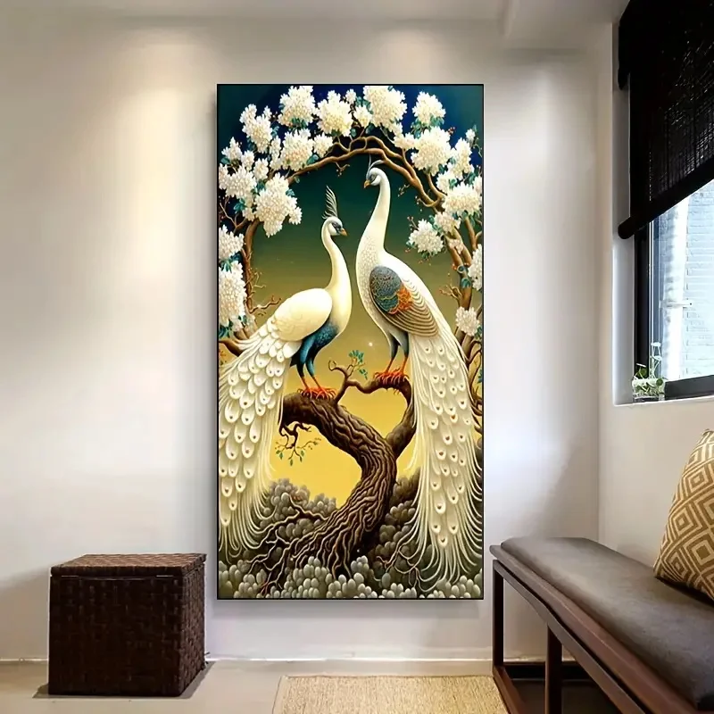 ملصق قماش فني حديث ، زهرة طاووس الأحلام ، طائر منظر طبيعي ، ديكور منزلي ، هدية مثالية لغرفة النوم ، غرفة المعيشة ، الممر ، ديكور جداري