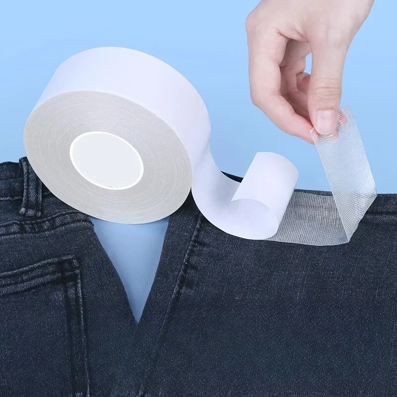 Bügelfreies Saumband für Hosen - Weißes Netzgewebe mit Klebstoff, Perfekt für DIY-Schneiderei, Vorhänge und Mehr, Nähzubehör