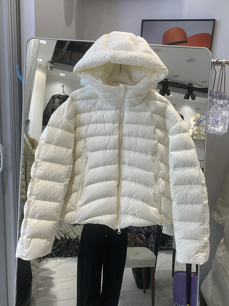 Winter Short Warm Puff Hooded Down Jacket Women White Duck Down Waterproof Fluffy Outwears Female Thicken Zipper Parker Jackets