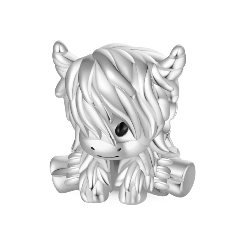 Fine Highland Cow & Squirrel Rabbit Hedgehog Animal Charm Beads Fit Original 925 Silver Pandora Bracelet DIY Women Jewelry Gifts