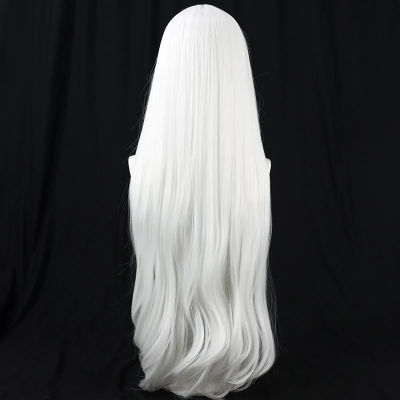 Lancelot peruca cosplay fgo destino grande pedido branco 90cm longo cabelo sintético resistente ao calor halloween carnaval role play + peruca boné