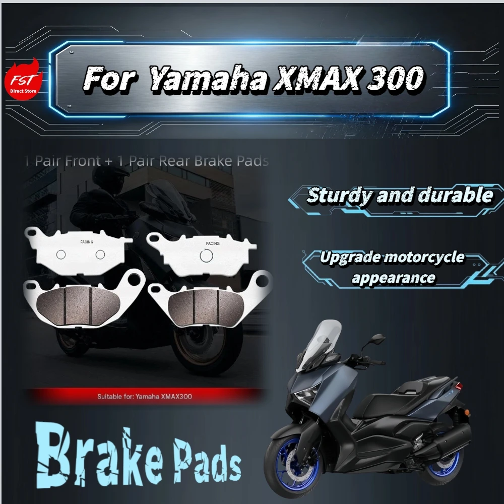 For YAMAHA XMAX300 Carbon‑Copper Based Brake Pads, Fast Heat Dissipation Long‑Wear Front & Rear Disc Pads Mod Accessories