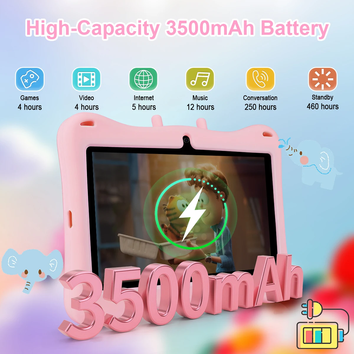 7 Inch Kids Tablet Android 14 4GB RAM 64GB ROM Parental Control Dual Camera with Shockproof Case 3500mAh Kids Software view 4