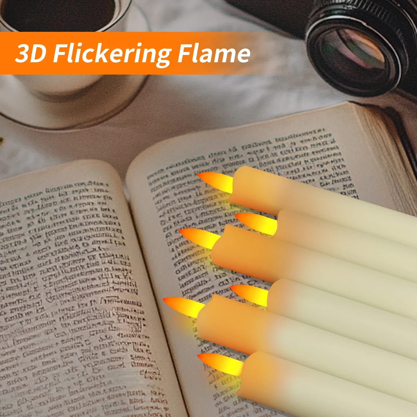 25CM Flameless Taper LED Candles Set with Remote Timer 3D-Wick Flickering Window Candles Electronic Christmas Candlesticks Light