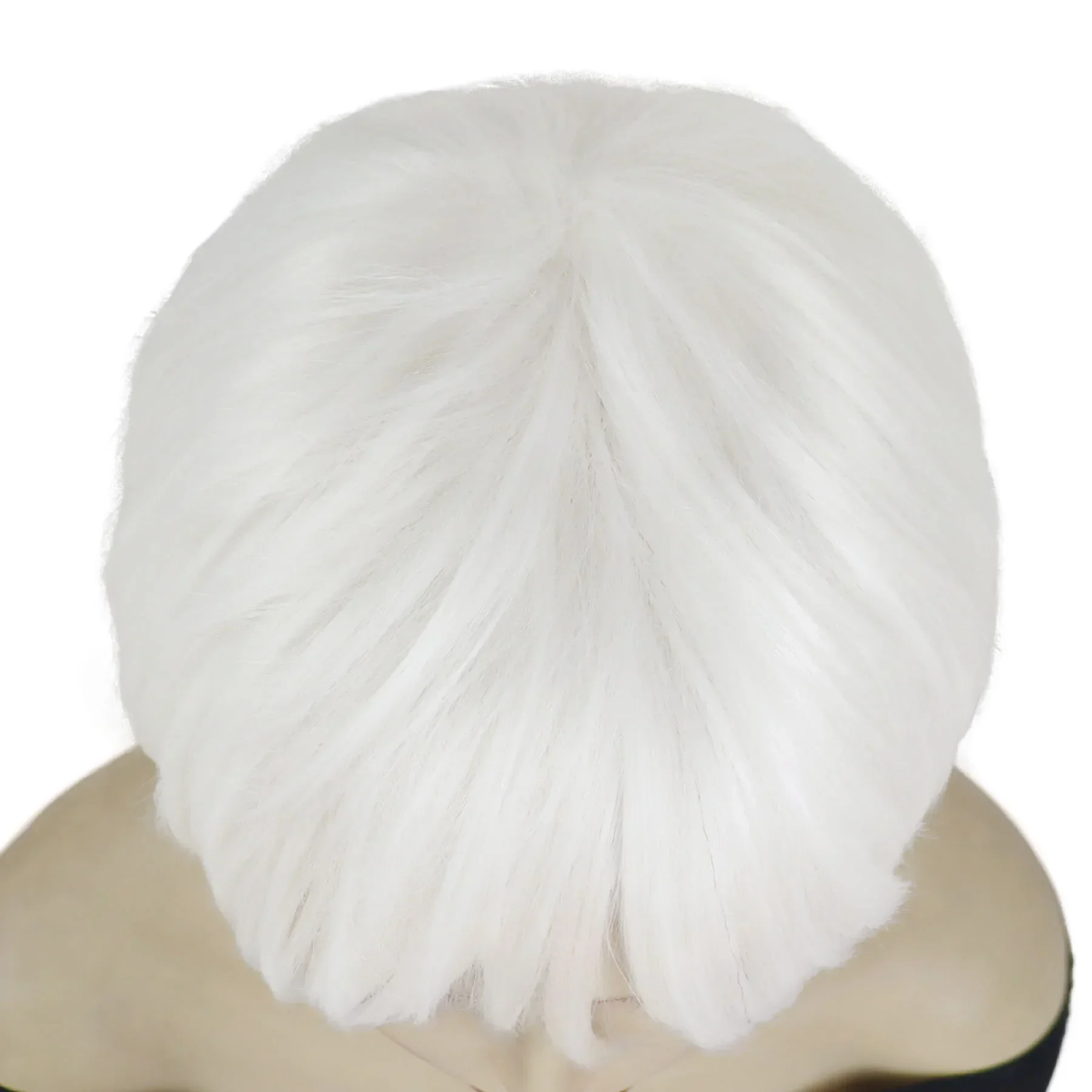 Parrucche bianche corte per donna Parrucca cosplay per capelli sintetici con frangia Parrucca dritta per film anime Festa in costume Parrucca Drag Queen di Halloween