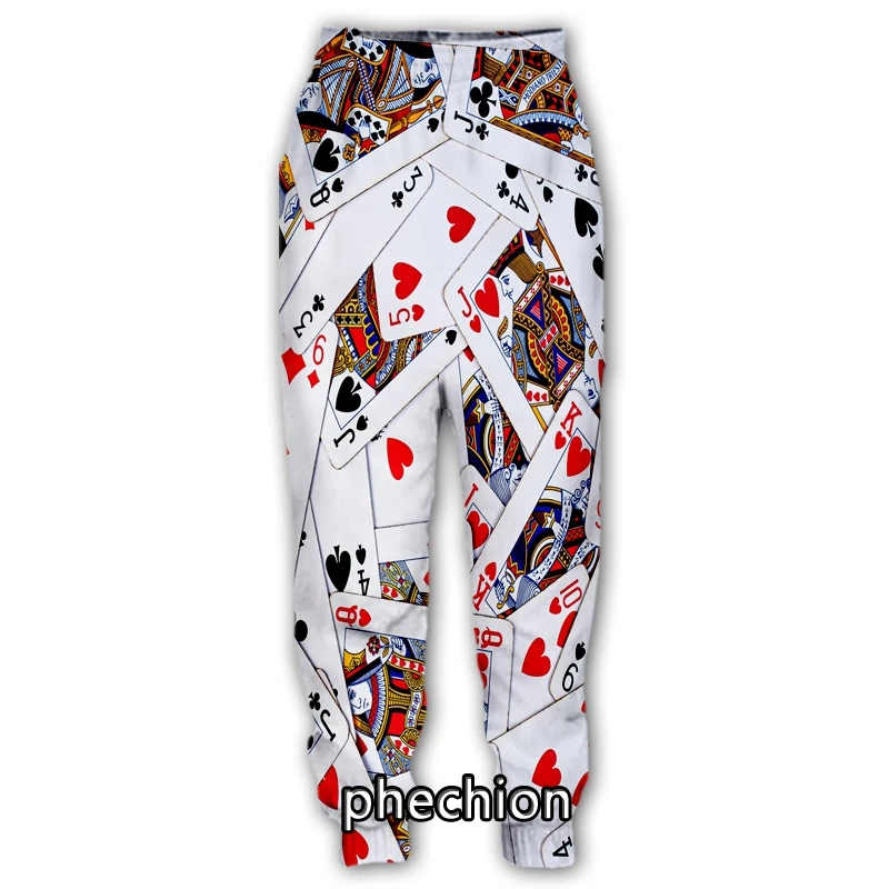 

phechion New Men/Women Poker Face 3D Printed Casual Pants Fashion Streetwear Men Loose Sporting Long Trousers F145