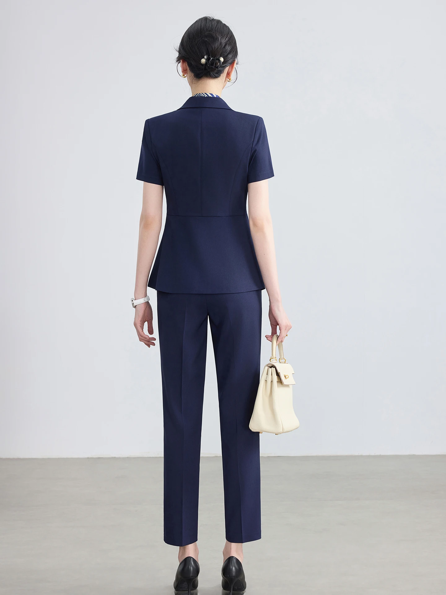 Summer Thin Short Sleeve Suit Set Women's Business Professional Clothing for Jewelry Store Hotel Reception Work Uniform