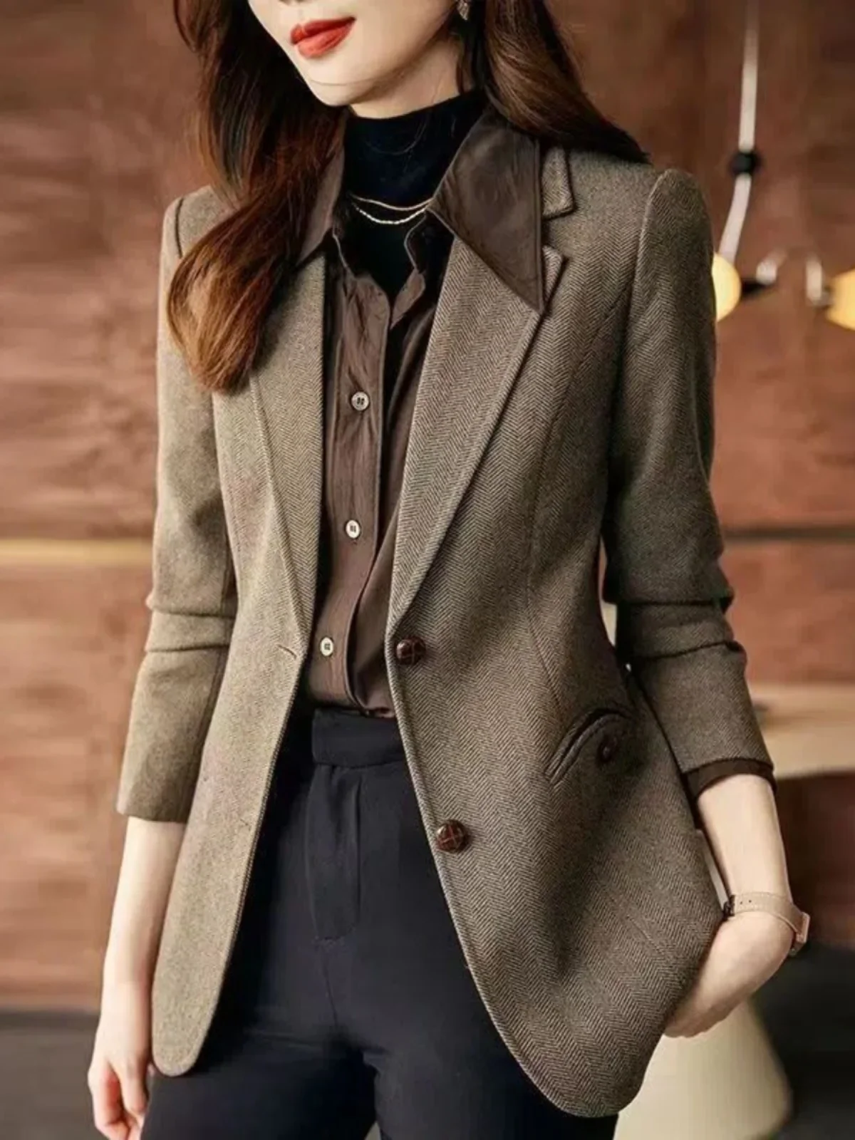 High-end Women's Woolen Suit Jacket Autumn and Winter Thickened 2024 New Korean Style Slim-fit Blazer Coat Office Lady Suit Top