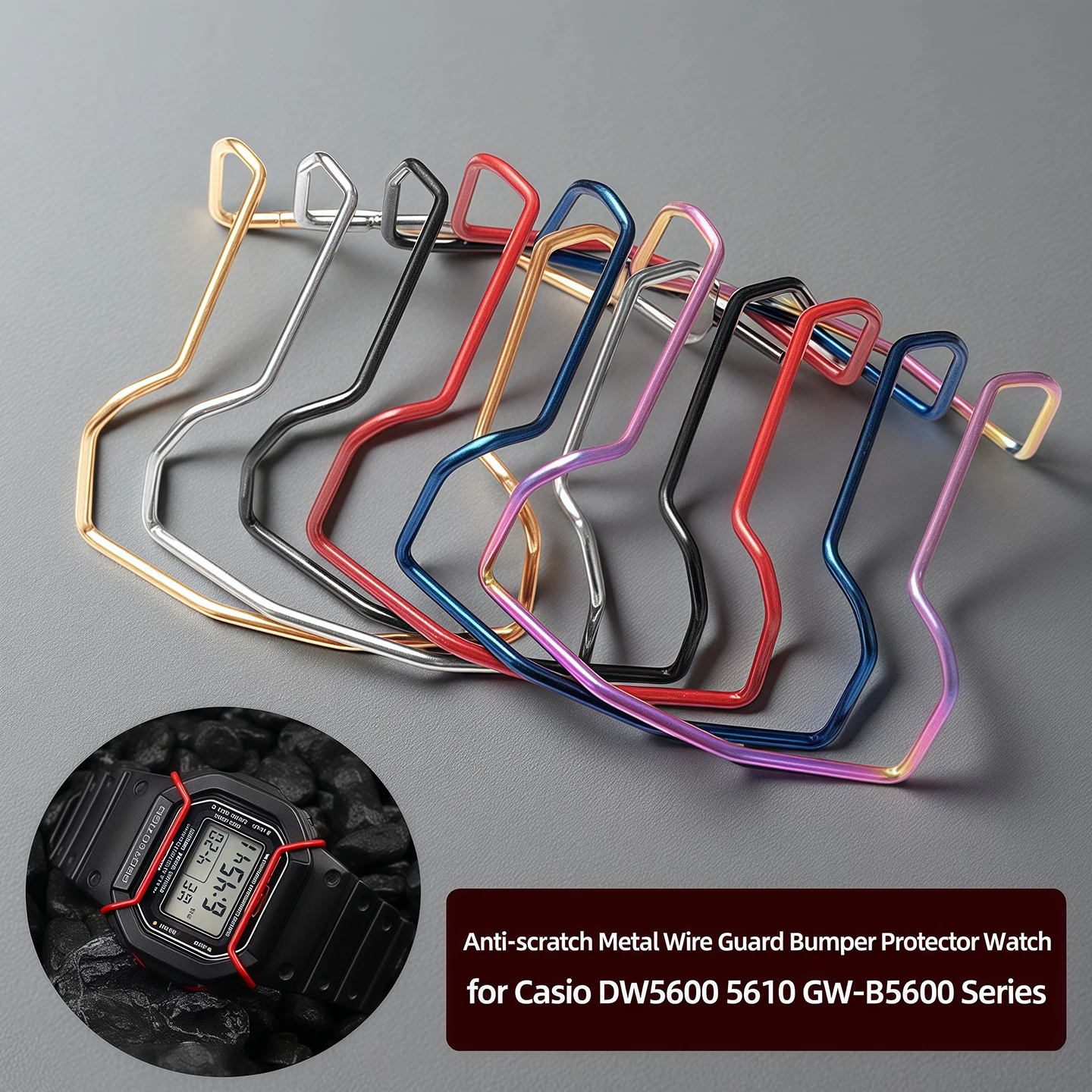 Anti-risco fio de metal guarda pára-choques protetor relógio para casio dw5600 5610 GW-B5600 série acessórios de relógio multicolorido