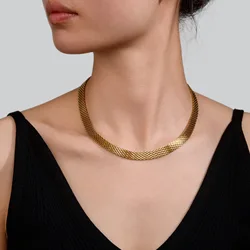 Kuziduocai Statement 316L Stainless Steel New Fashion Jewelry Set Width 8mm Weave Charm Chain Choker Necklace Bracelet For Women