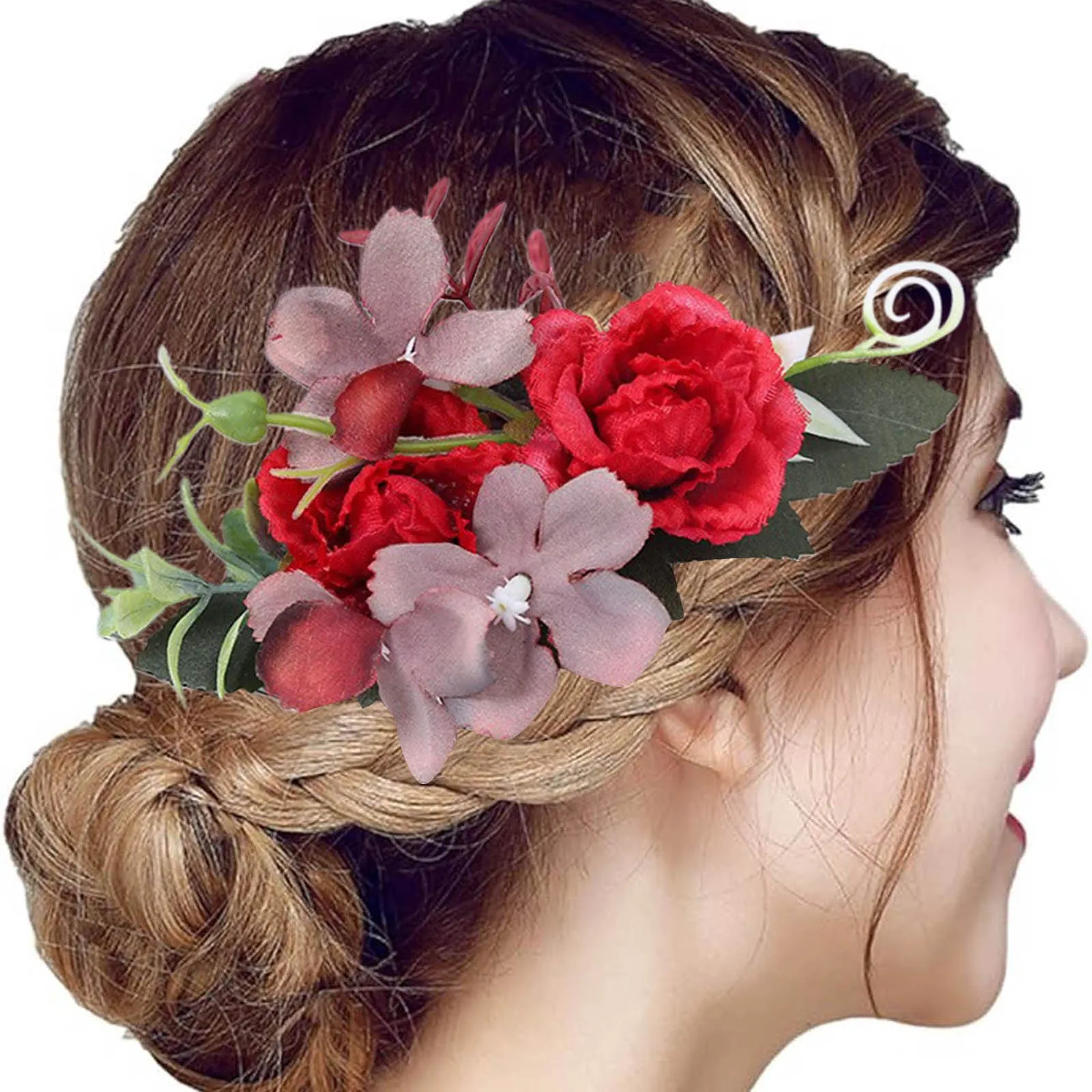 Flower Metal Hair Side Combs Slide Hair Clips With Teeth Floral Hair Bows Hairpins Grips Barrettes Clamps Steel Headband