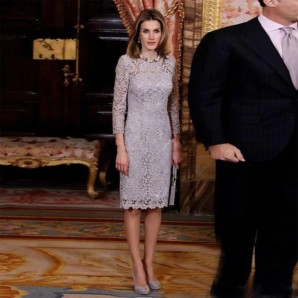 Yipeisha-vestidos de encaje para madre de la novia, vestidos hasta la rodilla, joya de talla grande, vestidos de invitados de boda, mangas largas, 2023