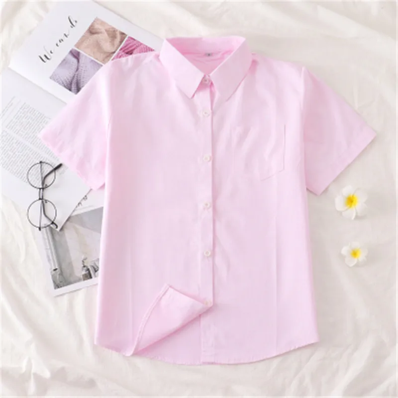 Camisa blanca de manga corta para estudiantes japoneses para niñas, uniformes de escuela secundaria, tops escolares Jk, Top de uniforme de talla grande, XS-5XL