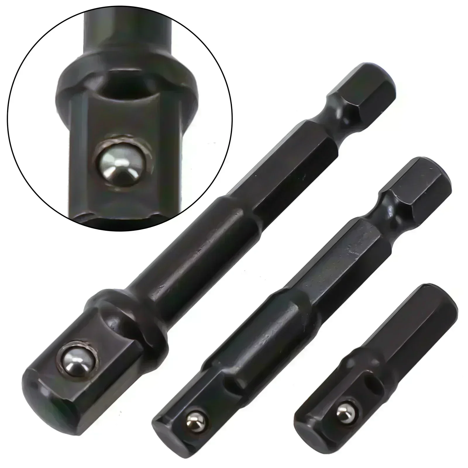 3 pezzi adattatore presa da 1/4 pollici codolo esagonale a presa quadrata asta di prolunga per avvitatore a percussione chiave elettrica accessori per utensili elettrici