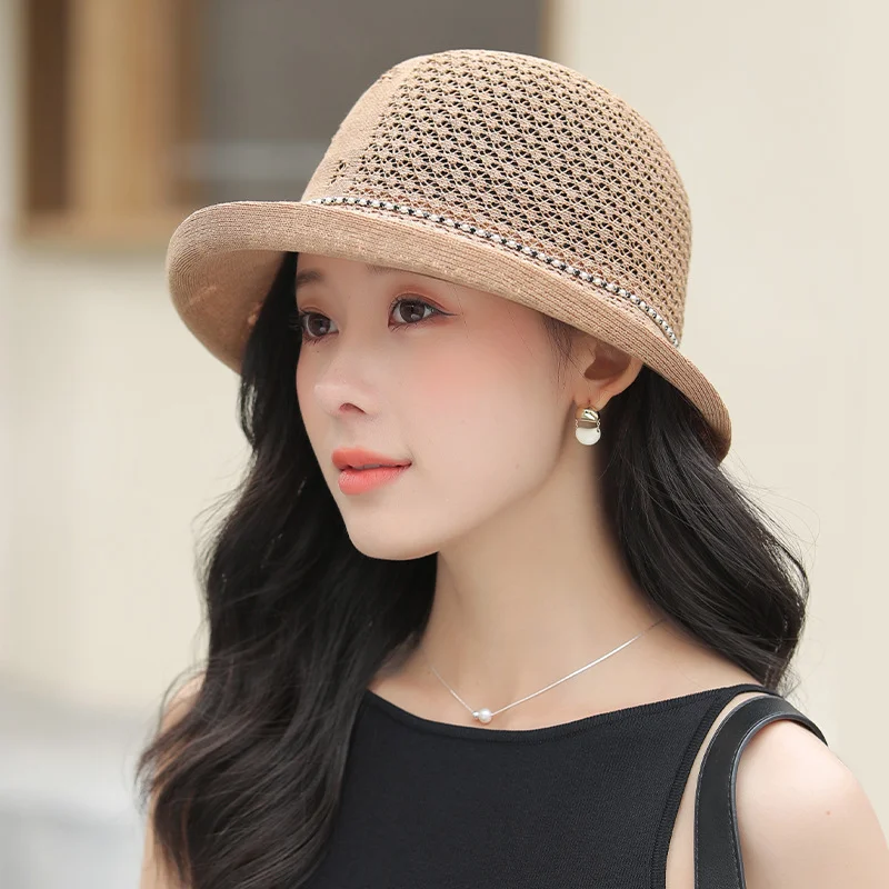 Elegant Breathable Sun Hats Solid Color Casual Lightweight Straw Hat Outdoor Travel Bucket Hat For Women Girls