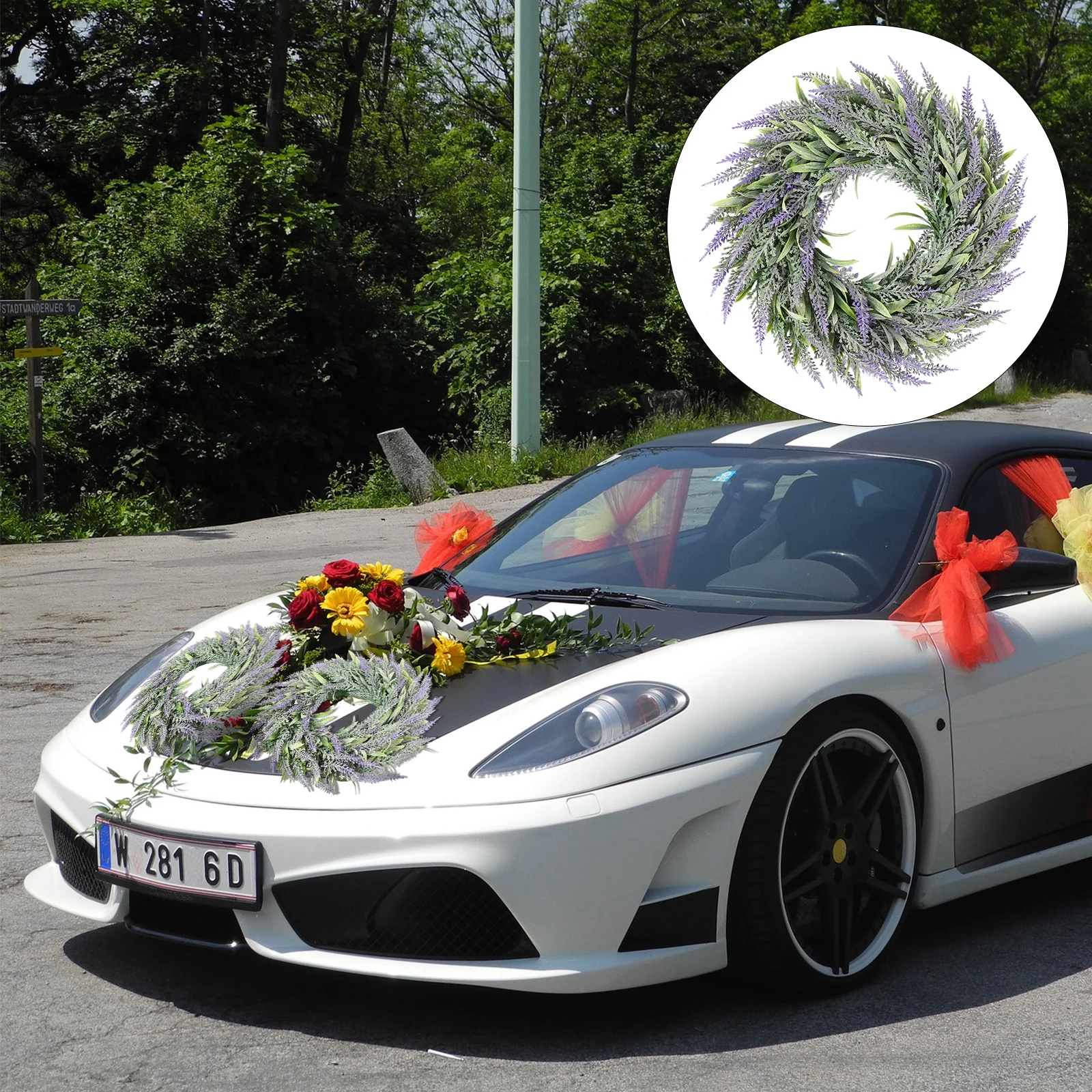 

Outdoor Wreath Lavender Party Garland Simulation Flower Hanging Decorations Pendant