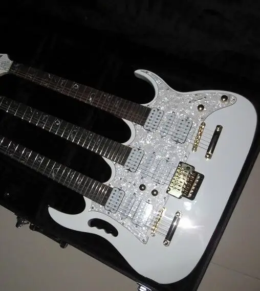 Factory custom New Top Quality white 6+6+12 Strings 3 neck 21 to 24 frets well scallop Electric Guitar Does not include cases 7