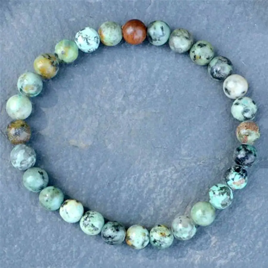 African Turquoise Beads Mala Baracelet Prayer Meditation Mala elastic Japa Zen Sacred Bohemian Chaplet Natural stone Tibetan