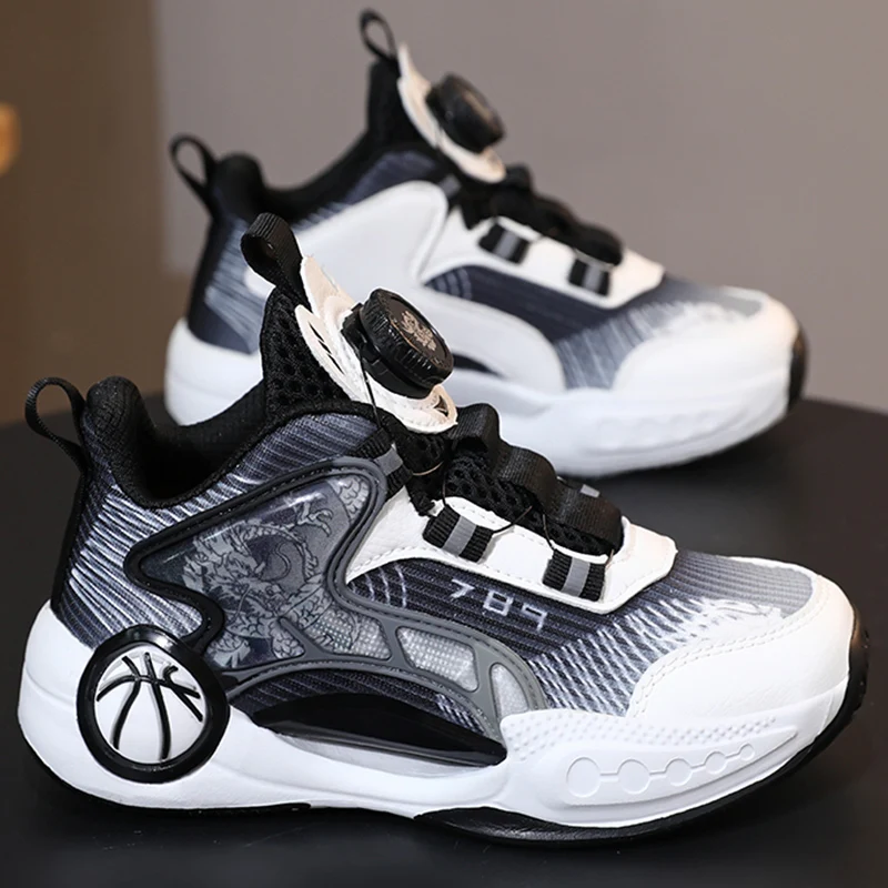 

Hot Selling Children's Basketball Shoes High Top Comfortable Sneakers Breathable Rotating Buckle Warm Kids Outdoor Casual Shoes