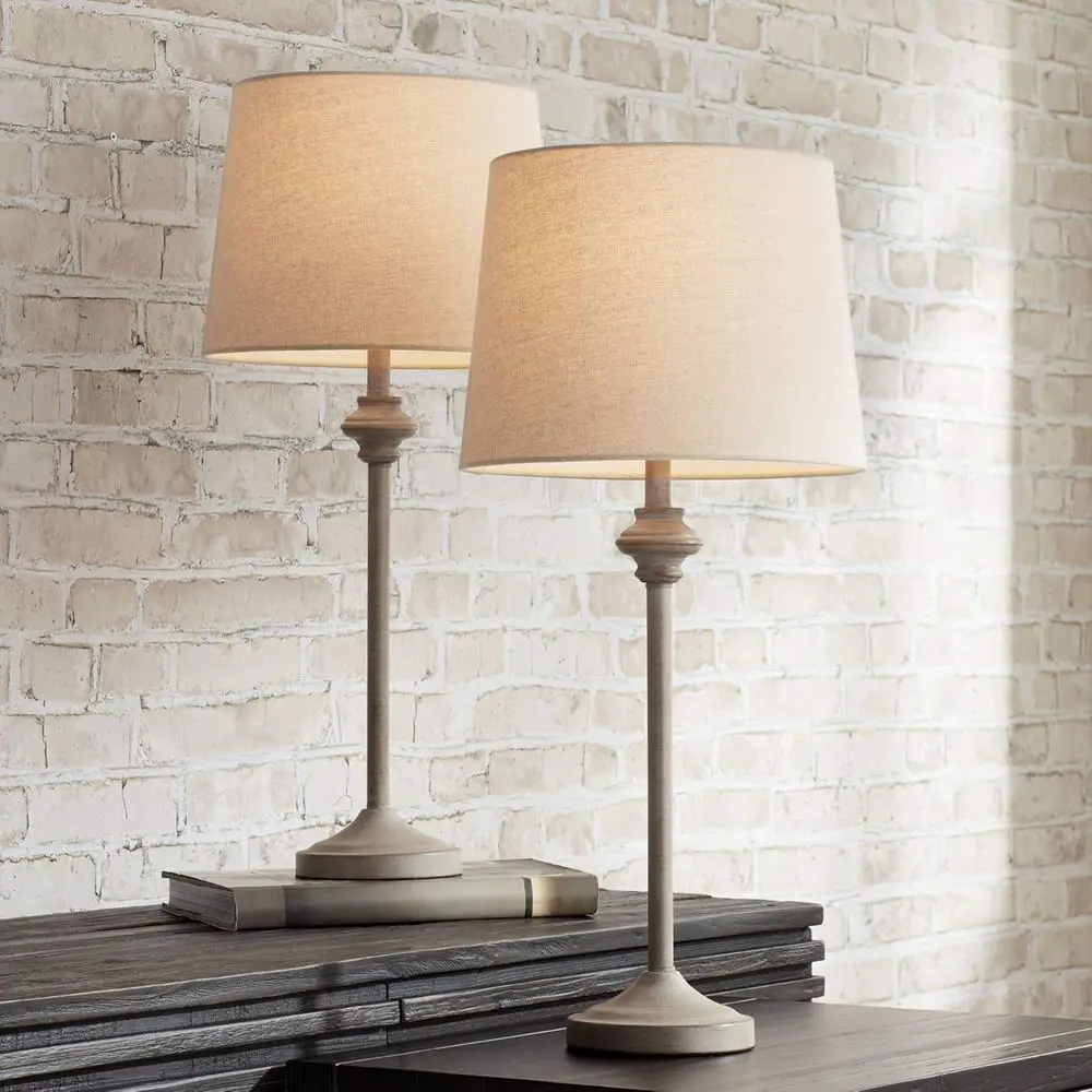 

Rustic Cottage Style Skinny Table Lamps, Set of 2, Light Beige Tapered Drum Shade, 26.75 Tall, Suitable for Living Room, Dining