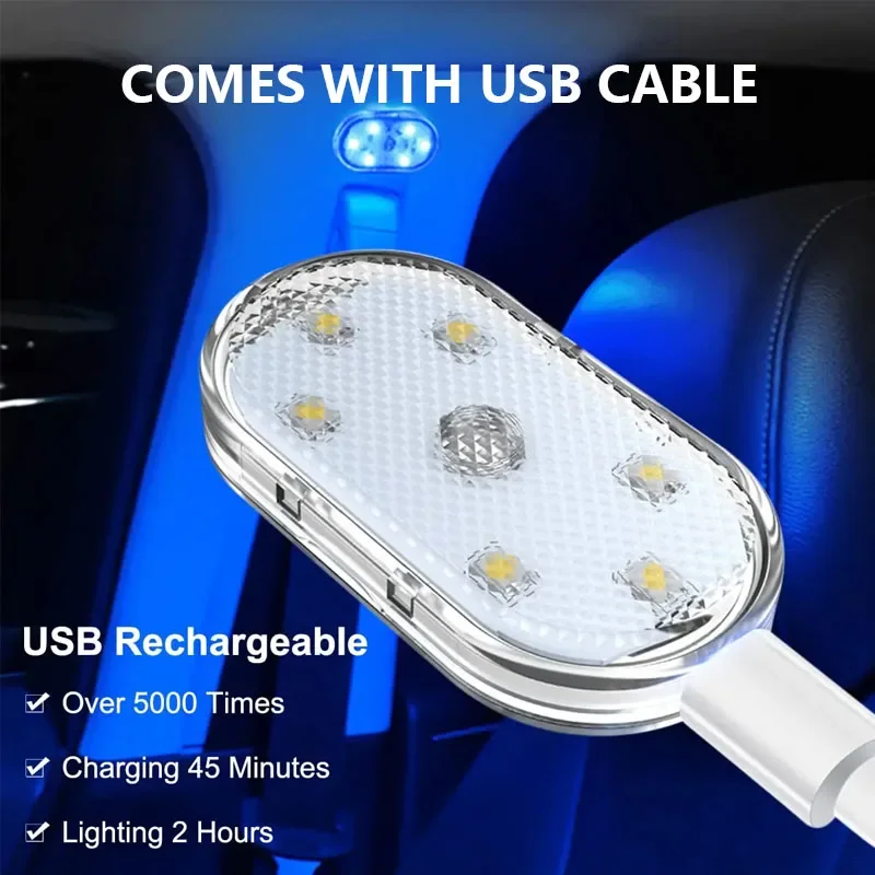 1/2/4 قطعة LED اللمس ضوء سيارة صغيرة الإضاءة الداخلية USB قابلة للشحن السيارات سقف السقف مصابيح القراءة جو الديكور مصباح