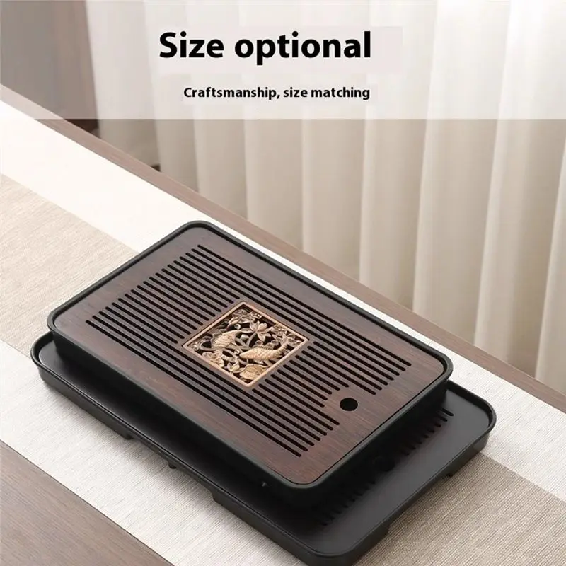 A69ebamboo Tea Tray Portable Dishes Rectangle Tea Ceremony Chaban Tea Chaban Tea Table Dual Purpose Drainage Water Storage